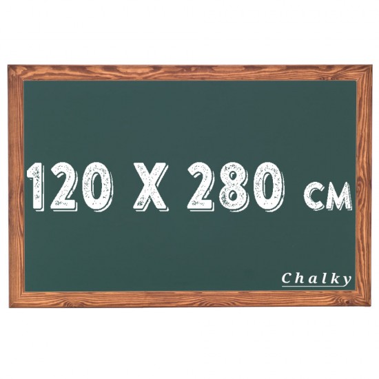 Chalky Kara Tahta Ahşap Çerçeveli Tebeşir Yazı Tahtası 120x280 cm - Yeşil