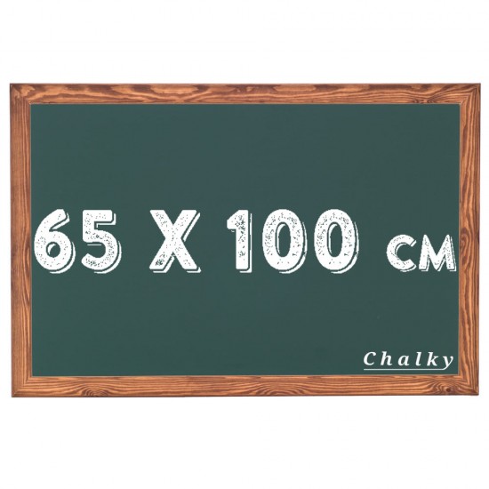 Chalky Kara Tahta Ahşap Çerçeveli Tebeşir Yazı Tahtası 65x100 cm - Yeşil