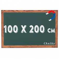 Chalky Manyetik Kara Tahta Ahşap Çerçeveli - Tebeşir Yazı Tahtası 100x200 cm - Yeşil