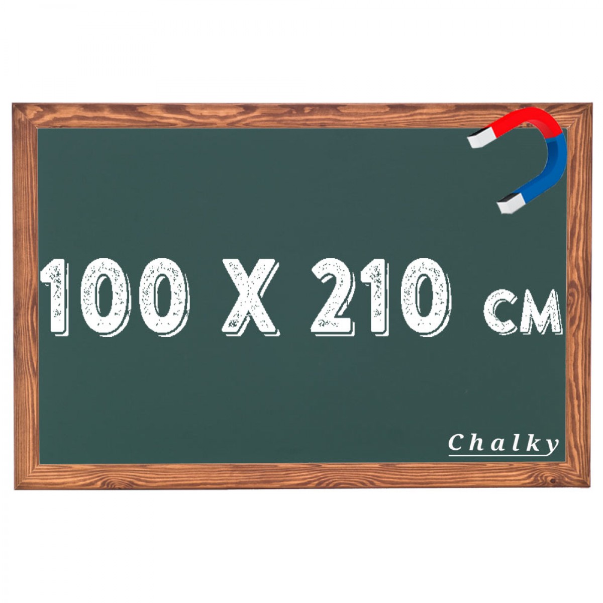 Chalky Manyetik Kara Tahta Ahşap Çerçeveli - Tebeşir Yazı Tahtası 100x210 cm - Yeşil