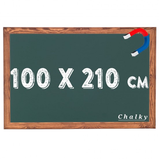 Chalky Manyetik Kara Tahta Ahşap Çerçeveli - Tebeşir Yazı Tahtası 100x210 cm - Yeşil