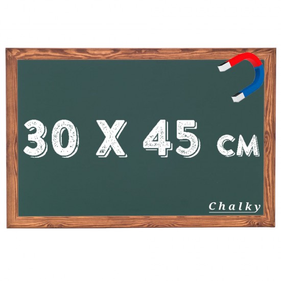 Chalky Manyetik Kara Tahta Ahşap Çerçeveli - Tebeşir Yazı Tahtası 30x45 cm - Yeşil