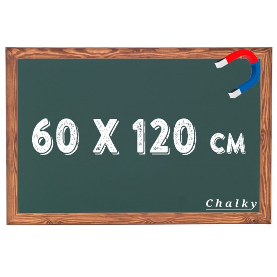 Chalky Manyetik Kara Tahta Ahşap Çerçeveli - Tebeşir Yazı Tahtası 60x120 cm - Yeşil