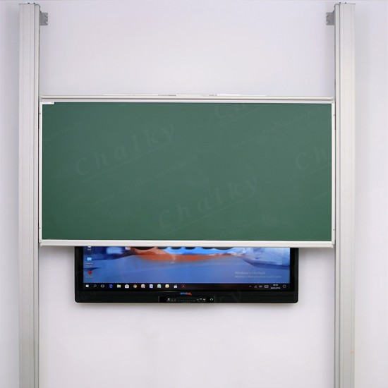 92x200 cm Giyotin - Yükselip Alçalabilen Sistem - Seramik Emaye Yazı Tahtası Kombine - Led Dokunmatik Etkileşim Ekran Akıllı Tahta - Dijital İnteraktif Panel - Sunum Ekranı