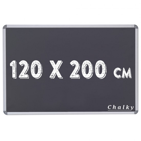 Chalky Alüminyum Çerçeveli Kara Tahta 120x200 cm - Siyah