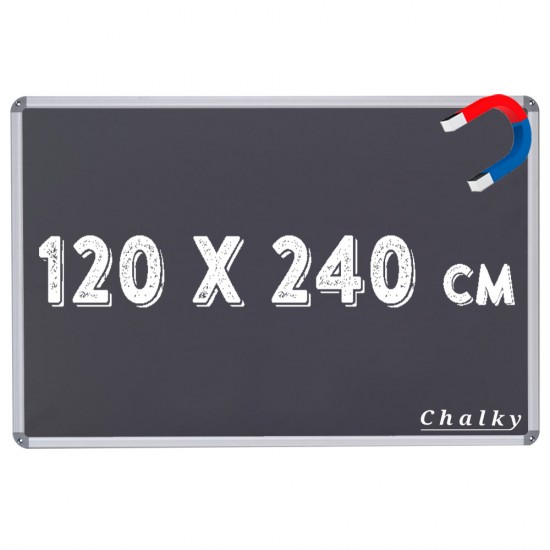 Chalky Manyetik Kara Tahta - Tebeşir Yazı Tahtası 120x240 cm - Siyah
