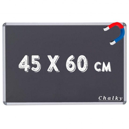 Chalky Manyetik Kara Tahta - Tebeşir Yazı Tahtası 45x60 cm - Siyah