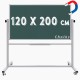 Chalky Mobil Tekerlekli Çift Taraflı Manyetik Kara Tahta 120x200 cm