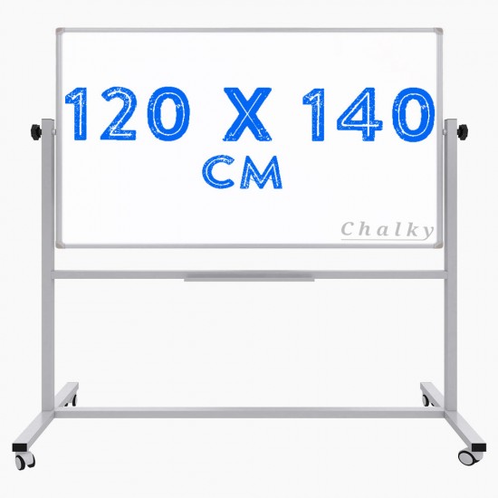 Chalky Mobil Tekerlekli Çift Taraflı Beyaz Yazı Tahtası 120x140 cm