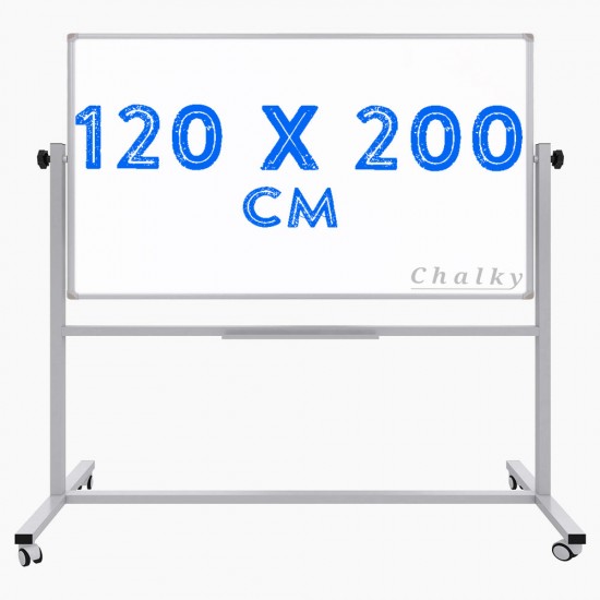 Chalky Mobil Tekerlekli Çift Taraflı Beyaz Yazı Tahtası 120x200 cm