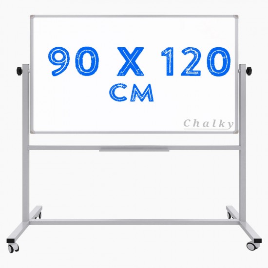 Chalky Mobil Tekerlekli Çift Taraflı Beyaz Yazı Tahtası 90x120 cm