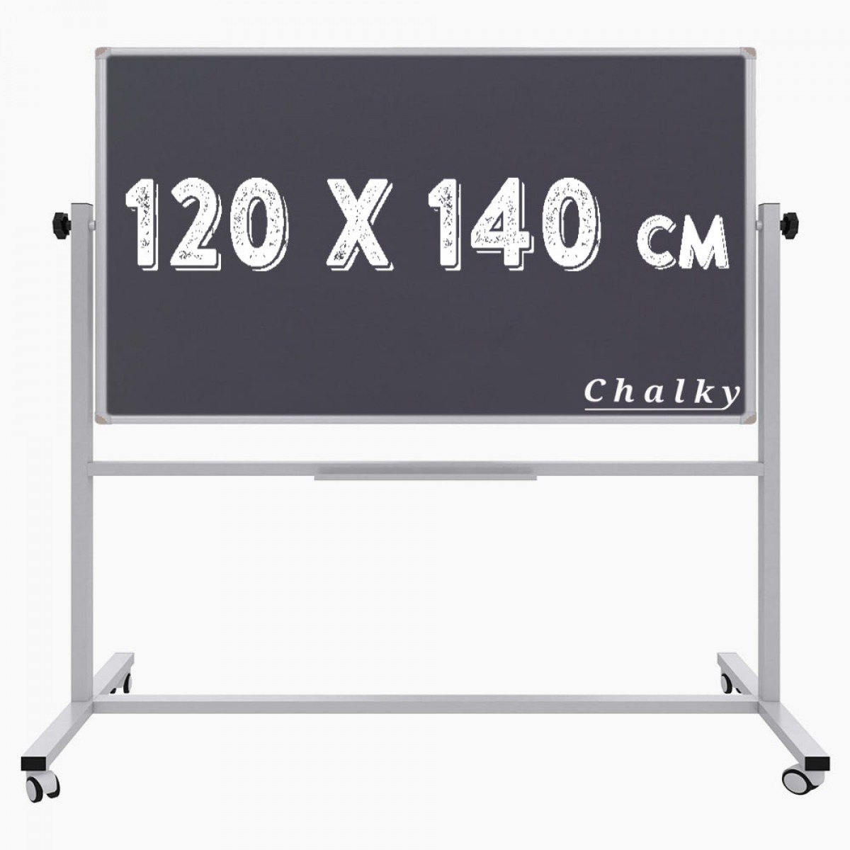Chalky Mobil Tekerlekli Çift Taraflı Kara Tahta 120x140 cm