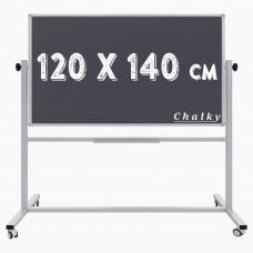 Chalky Mobil Tekerlekli Çift Taraflı Kara Tahta 120x140 cm