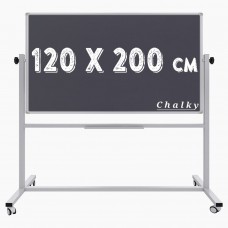 Chalky Mobil Tekerlekli Çift Taraflı Kara Tahta 120x200 cm