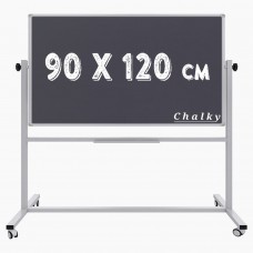 Chalky Mobil Tekerlekli Çift Taraflı Kara Tahta 90x120 cm