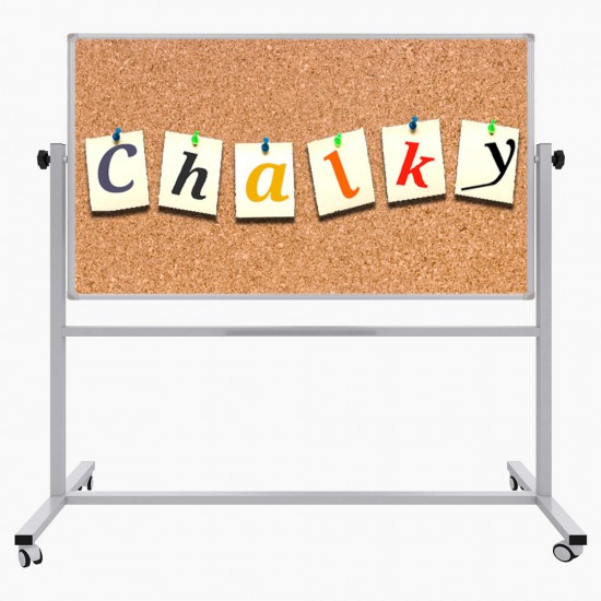 Chalky Mobil Tekerlekli Çift Taraflı Mantar Pano 120x200 cm
