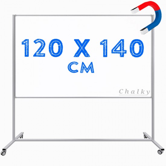 Chalky Mobil Tekerlekli Tek Taraflı Manyetik Beyaz Yazı Tahtası 120x140 cm