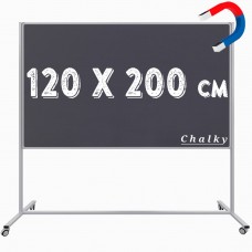 Chalky Mobil Tekerlekli Tek Taraflı Manyetik Kara Tahta 120x200 cm