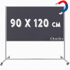 Chalky Mobil Tekerlekli Tek Taraflı Manyetik Kara Tahta 90x120 cm