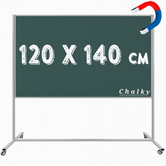 Chalky Mobil Tekerlekli Tek Taraflı Manyetik Kara Tahta 120x140 cm