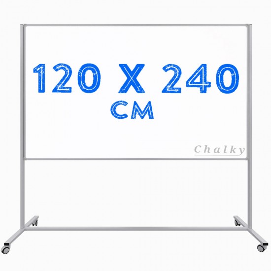 Chalky Mobil Tekerlekli Tek Taraflı Beyaz Yazı Tahtası 120x240 cm