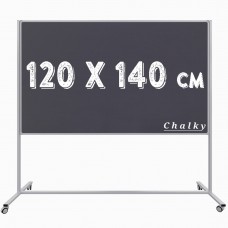 Chalky Mobil Tekerlekli Tek Taraflı Kara Tahta 120x140 cm