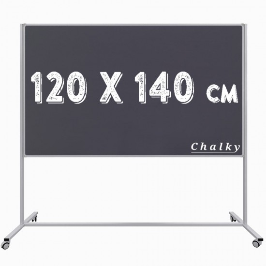 Chalky Mobil Tekerlekli Tek Taraflı Kara Tahta 120x140 cm
