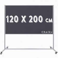 Chalky Mobil Tekerlekli Tek Taraflı Kara Tahta 120x200 cm