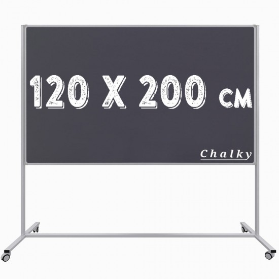 Chalky Mobil Tekerlekli Tek Taraflı Kara Tahta 120x200 cm
