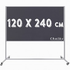 Chalky Mobil Tekerlekli Tek Taraflı Kara Tahta 120x240 cm