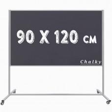 Chalky Mobil Tekerlekli Tek Taraflı Kara Tahta 90x120 cm