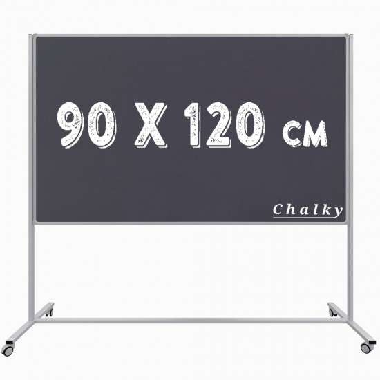 Chalky Mobil Tekerlekli Tek Taraflı Kara Tahta 90x120 cm