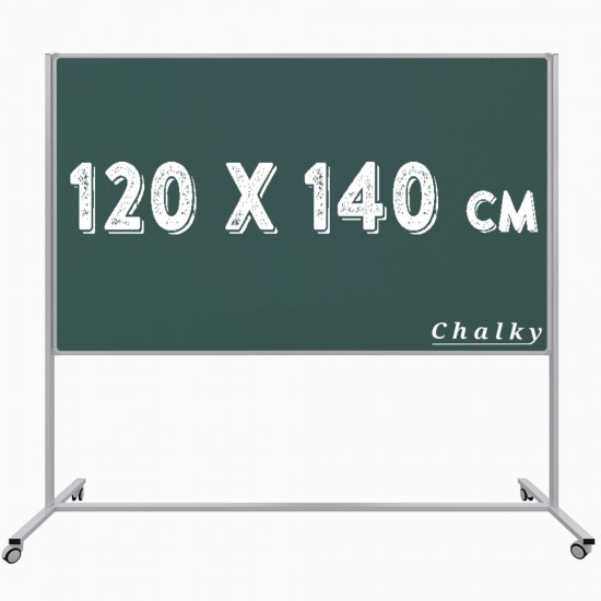 Chalky Mobil Tekerlekli Tek Taraflı Kara Tahta 120x140 cm
