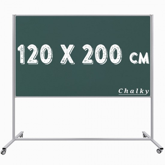 Chalky Mobil Tekerlekli Tek Taraflı Kara Tahta 120x200 cm