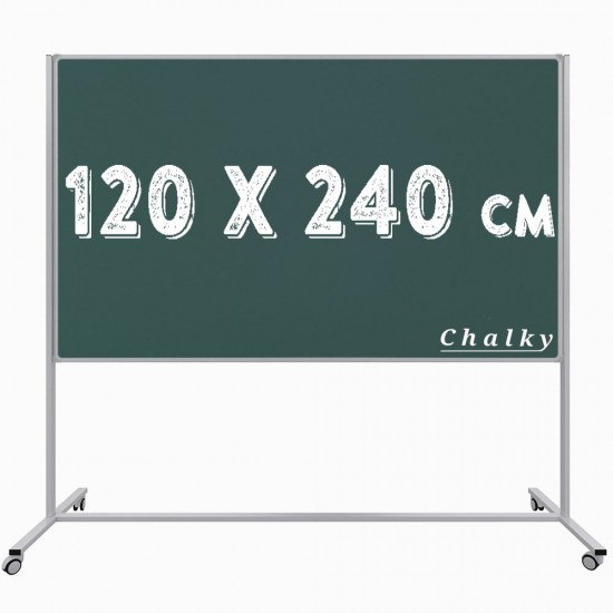 Chalky Mobil Tekerlekli Tek Taraflı Kara Tahta 120x240 cm
