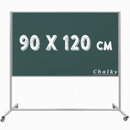 Chalky Mobil Tekerlekli Tek Taraflı Kara Tahta 90x120 cm