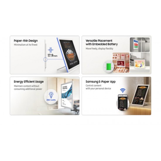 Samsung EMDX-13 13.3" Renkli Akıllı Dijital E-Paper Signage - Profesyonel Elektronik Kağıt Ekran