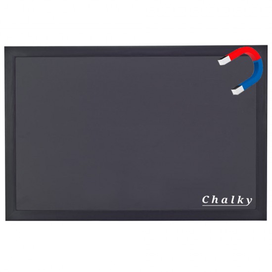 Chalky Manyetik Kara Tahta Siyah Çerçeveli - Tebeşir Yazı Tahtası 40x60 cm - Siyah