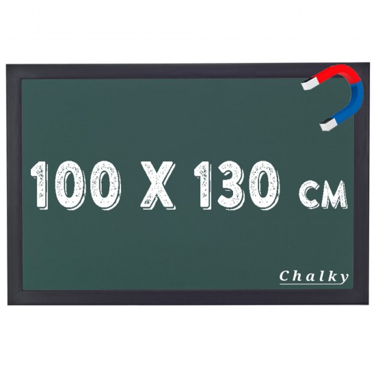 Chalky Manyetik Kara Tahta Siyah Çerçeveli - Tebeşir Yazı Tahtası 100x130 cm - Yeşil