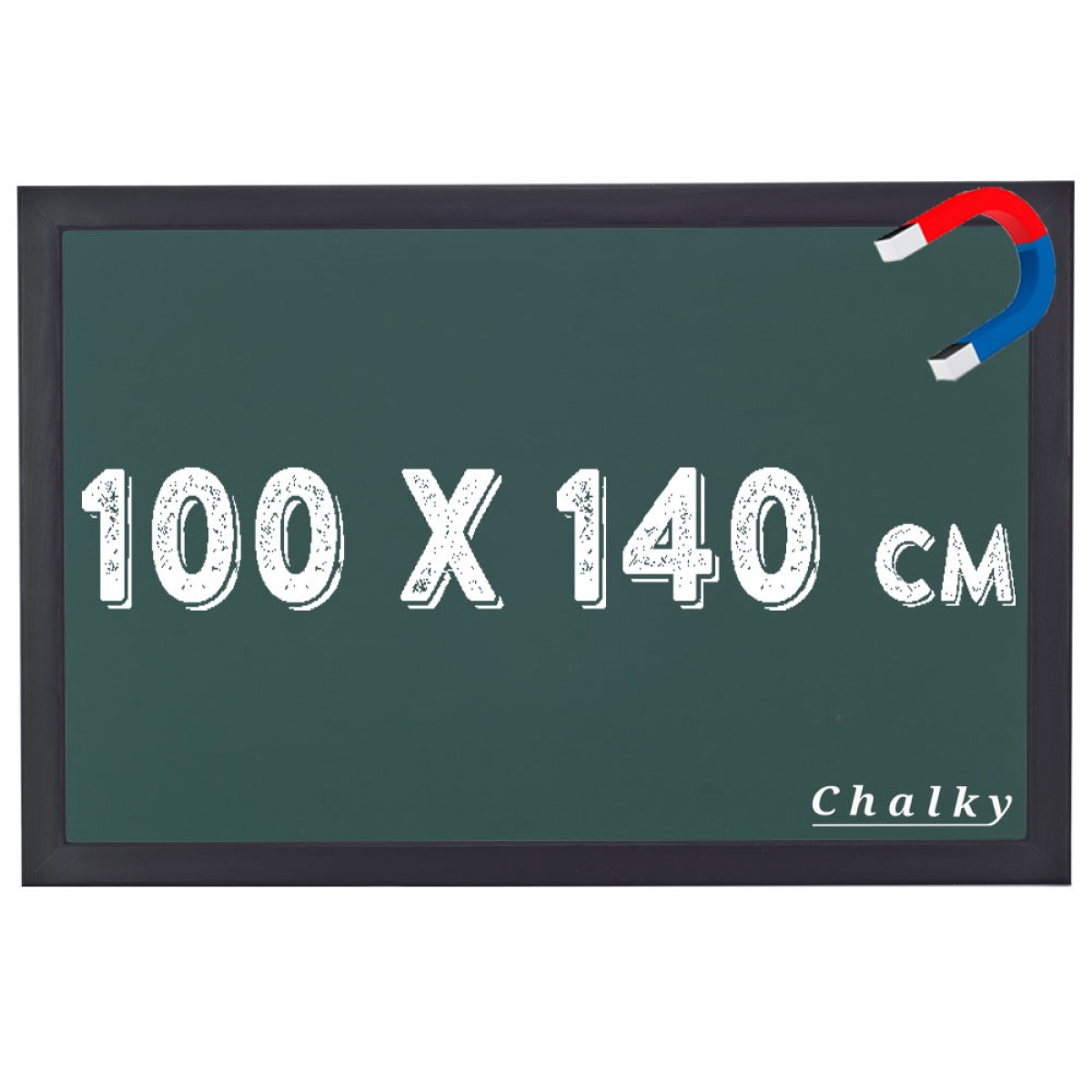 Chalky Manyetik Kara Tahta Siyah Çerçeveli - Tebeşir Yazı Tahtası 100x140 cm - Yeşil