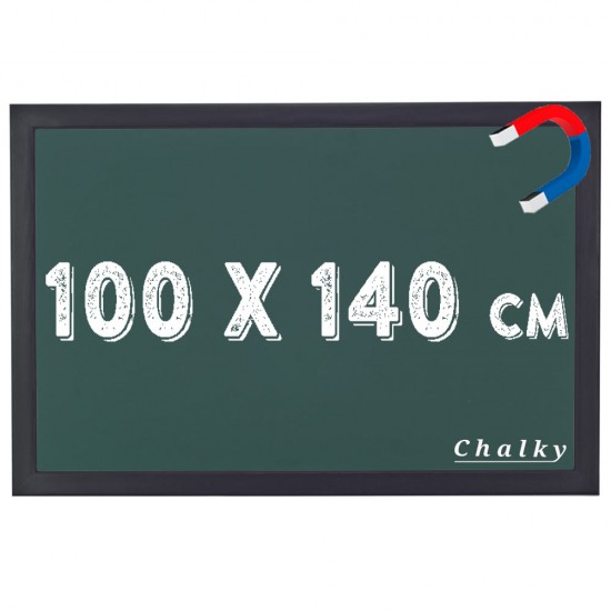 Chalky Manyetik Kara Tahta Siyah Çerçeveli - Tebeşir Yazı Tahtası 100x140 cm - Yeşil