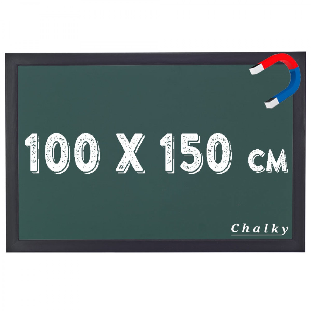 Chalky Manyetik Kara Tahta Siyah Çerçeveli - Tebeşir Yazı Tahtası 100x150 cm - Yeşil