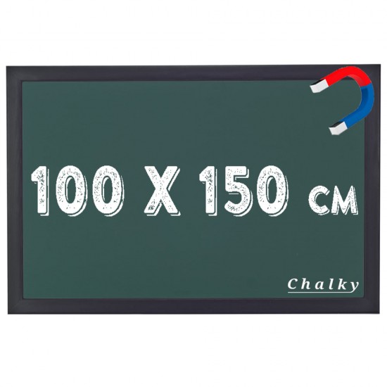 Chalky Manyetik Kara Tahta Siyah Çerçeveli - Tebeşir Yazı Tahtası 100x150 cm - Yeşil
