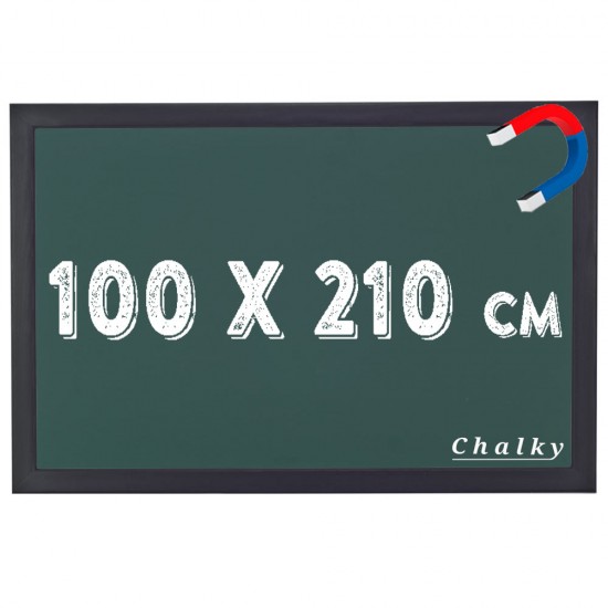 Chalky Manyetik Kara Tahta Siyah Çerçeveli - Tebeşir Yazı Tahtası 100x210 cm - Yeşil