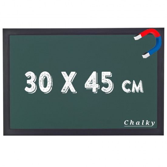Chalky Manyetik Kara Tahta Siyah Çerçeveli - Tebeşir Yazı Tahtası 30x45 cm - Yeşil