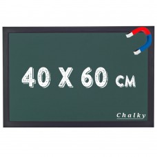 Chalky Manyetik Kara Tahta Siyah Çerçeveli - Tebeşir Yazı Tahtası 40x60 cm - Yeşil