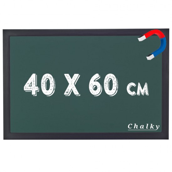 Chalky Manyetik Kara Tahta Siyah Çerçeveli - Tebeşir Yazı Tahtası 40x60 cm - Yeşil