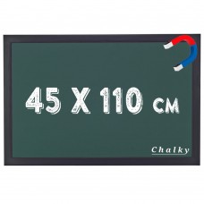 Chalky Manyetik Kara Tahta Siyah Çerçeveli - Tebeşir Yazı Tahtası 45x110 cm - Yeşil