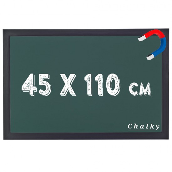 Chalky Manyetik Kara Tahta Siyah Çerçeveli - Tebeşir Yazı Tahtası 45x110 cm - Yeşil