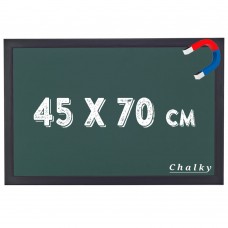 Chalky Manyetik Kara Tahta Siyah Çerçeveli - Tebeşir Yazı Tahtası 45x70 cm - Yeşil